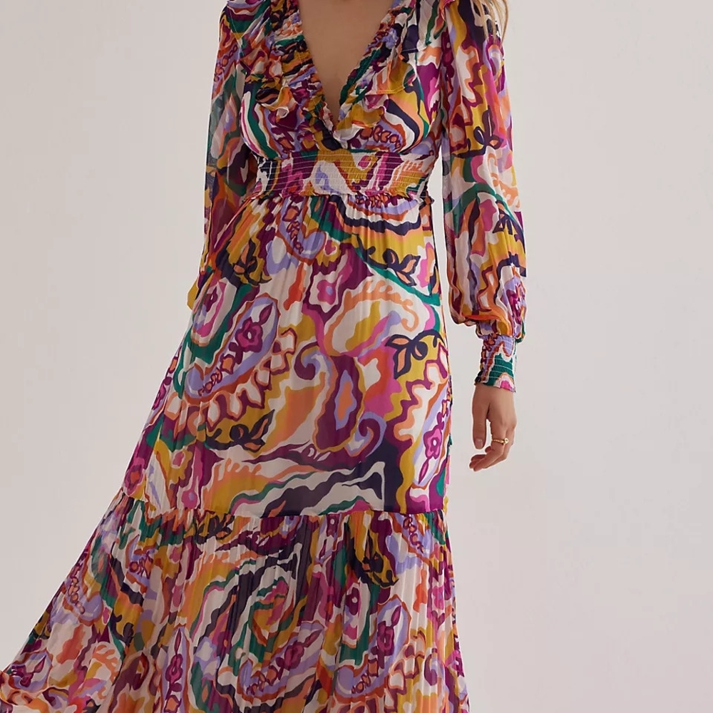 Anthropologie Vibrant Patterned Maxi Dress